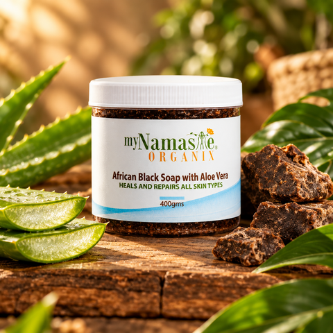African Black soap with Pure Aloe Vera gel and Turmeric...Skin Repair Formula