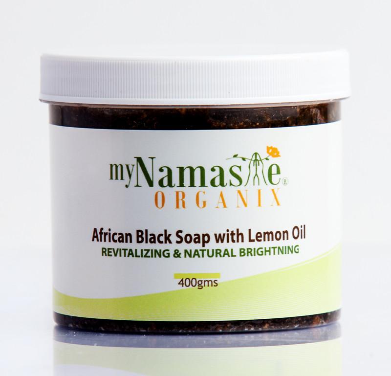 Exfoliating 100% African Black Soap Body Wash With Lemon oil ...Daily exfoliation, revitalizing and natural brightening - Namaste Organics